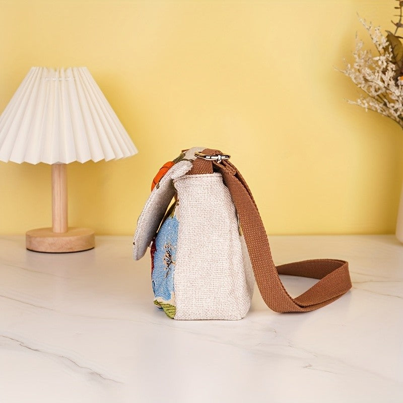 Embroidered Botanical Crossbody Bag