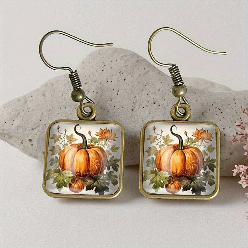 Pumpkin & Vine Square Earrings
