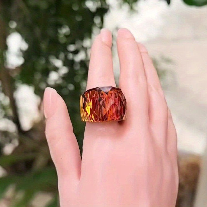 Amber Faceted Dome Ring