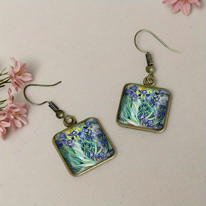 Blue Iris Square Earrings