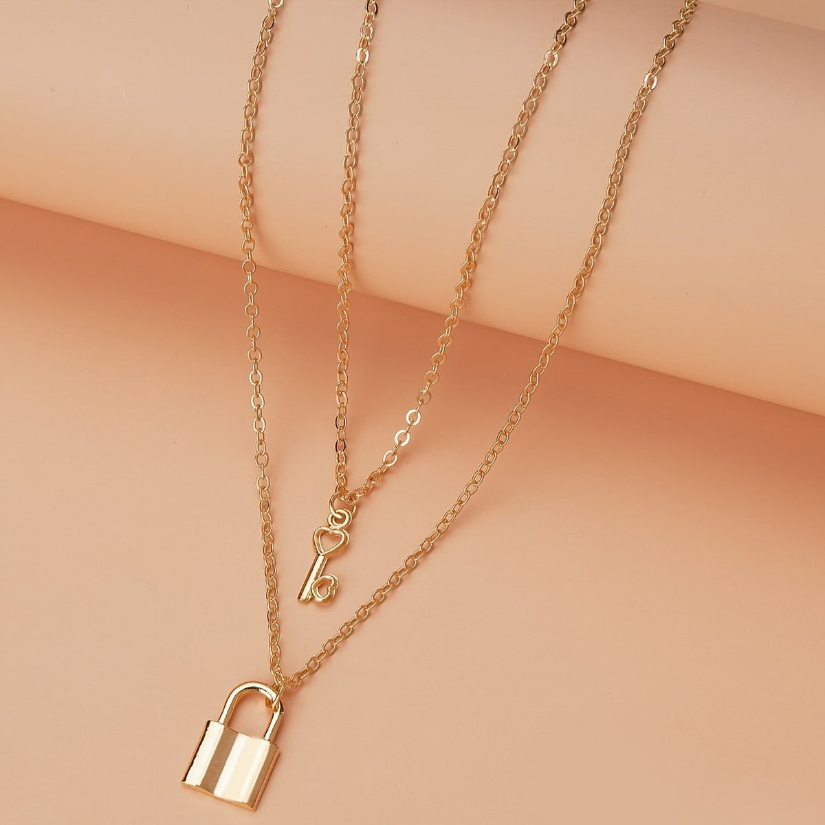 Lock & Heart Key Necklace Set