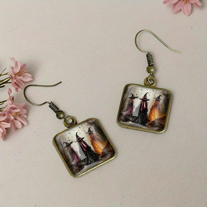 Three Witches Square Earrings