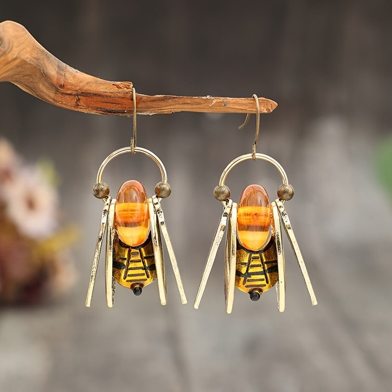 Amber Bee Drop Earrings