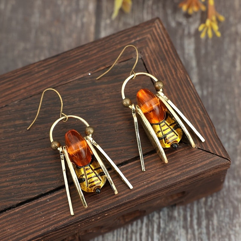 Amber Bee Drop Earrings
