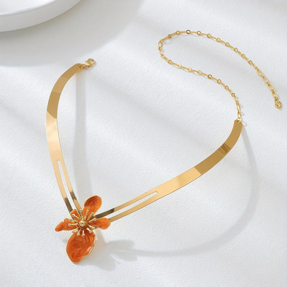 Orange Flower Collar Necklace