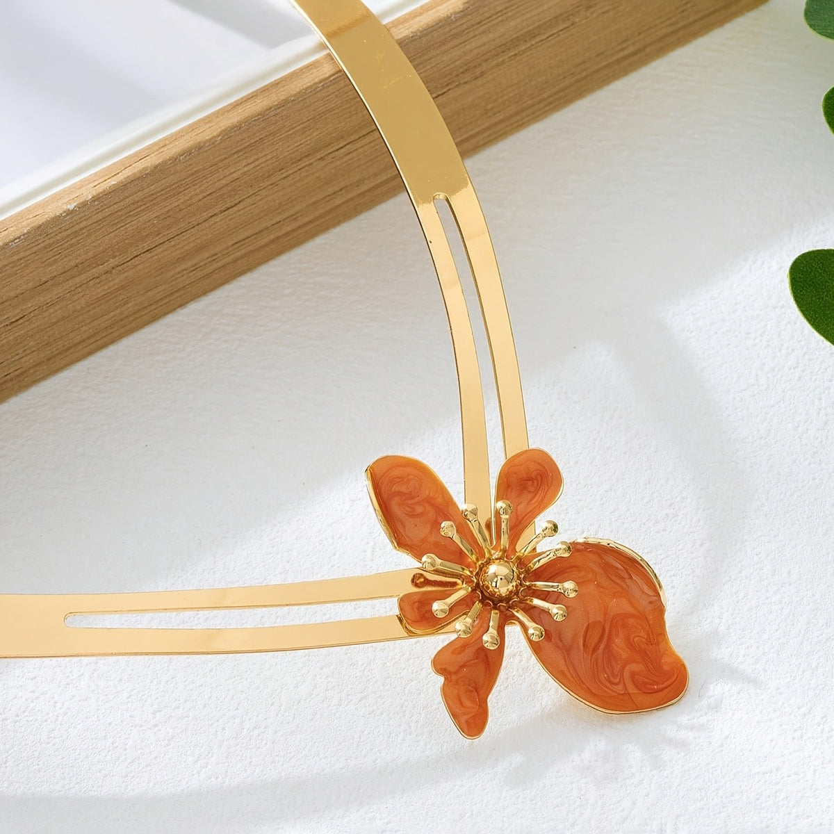 Orange Flower Collar Necklace