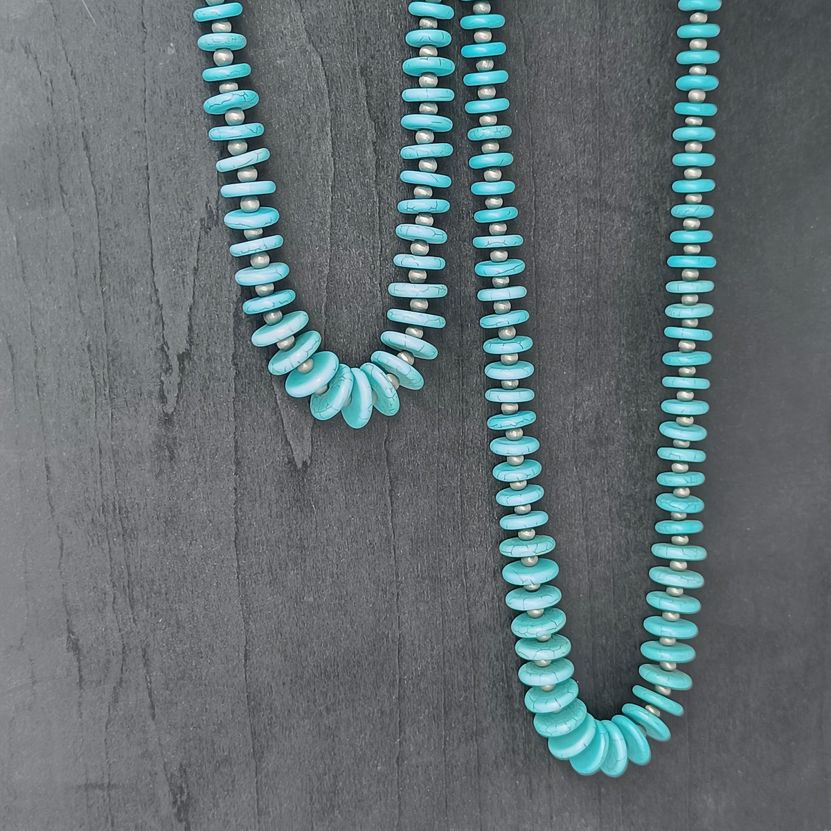 Turquoise Disc Beaded Necklace