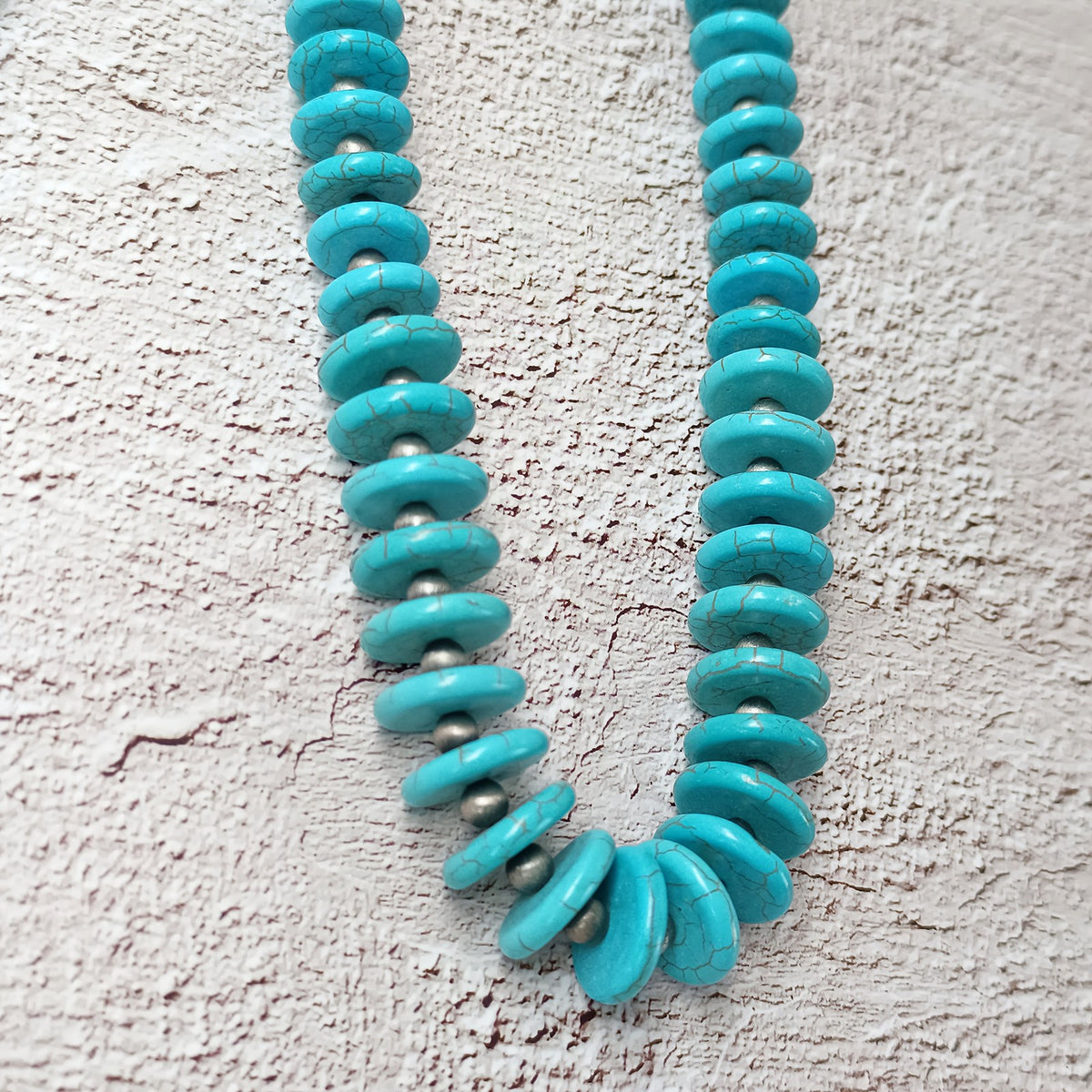 Turquoise Disc Beaded Necklace