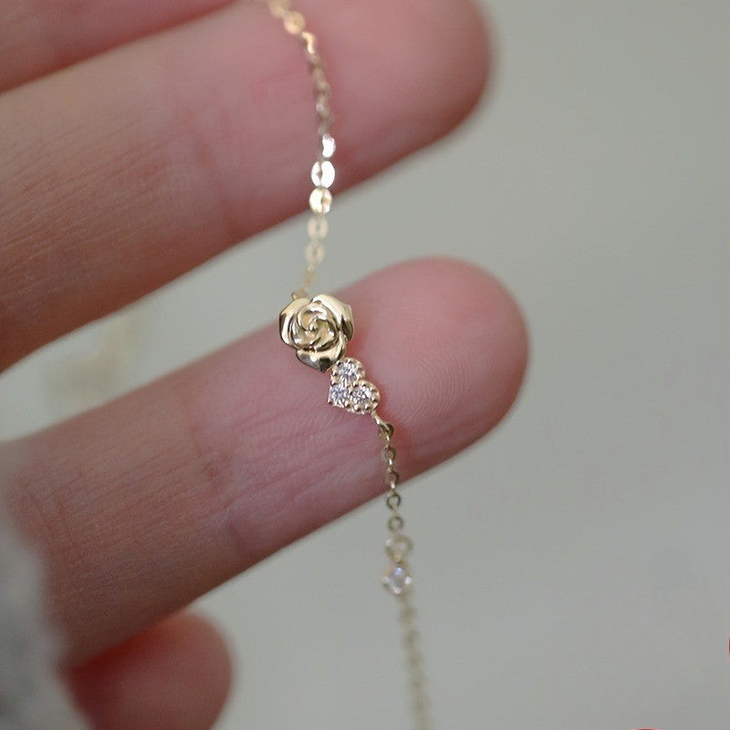 Rose & Crystal Charm Bracelet