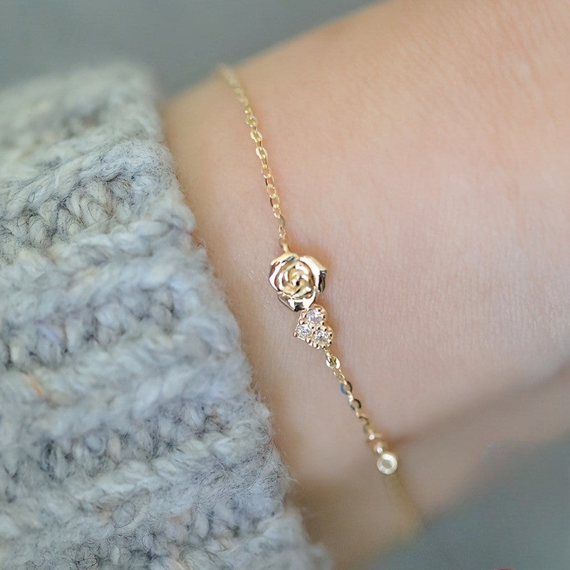 Rose & Crystal Charm Bracelet