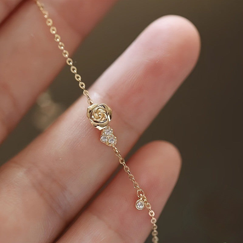 Rose & Crystal Charm Bracelet