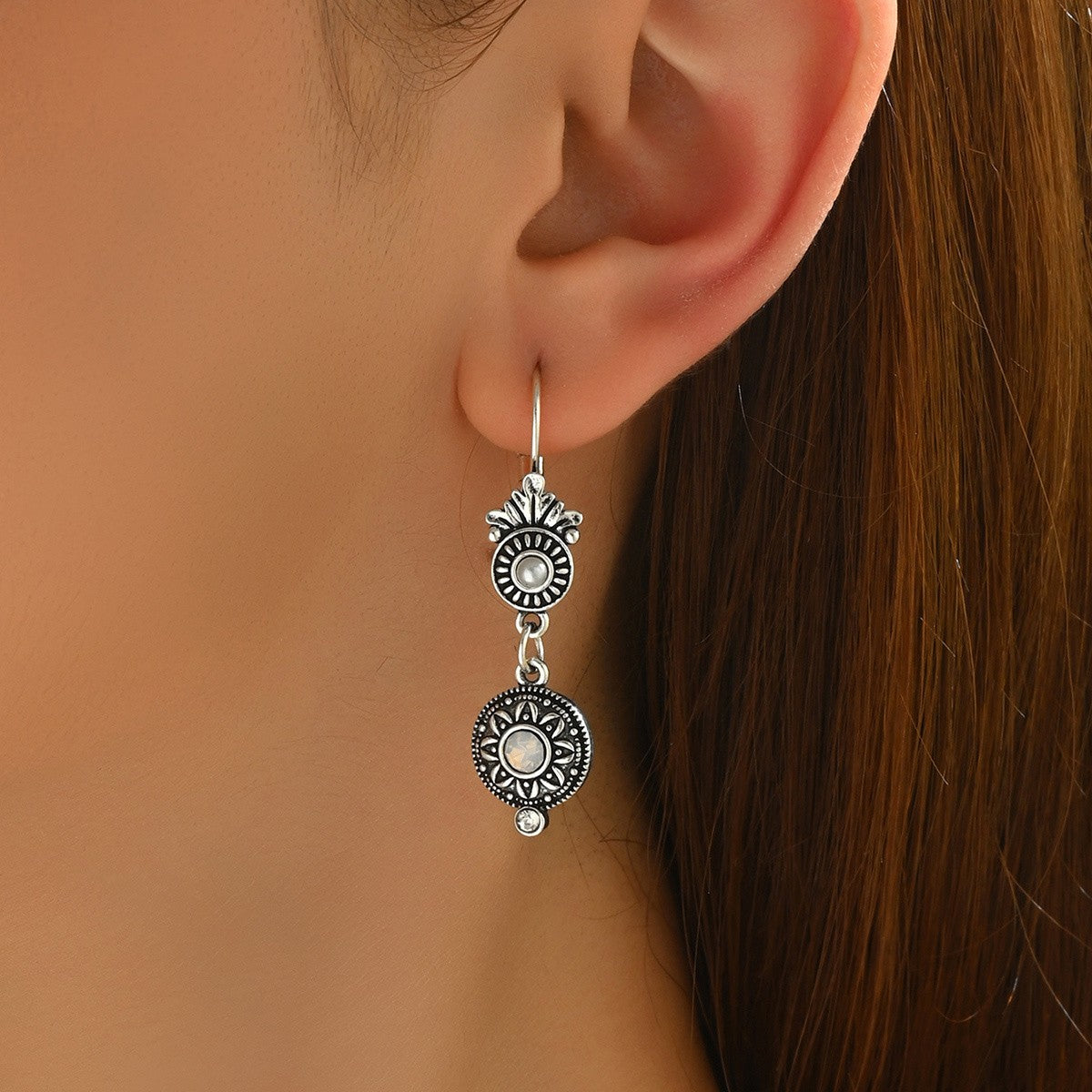 Vintage Medallion Drop Earrings