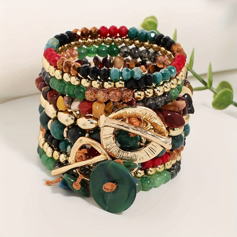 Amber & Gold Toggle Bracelet Set