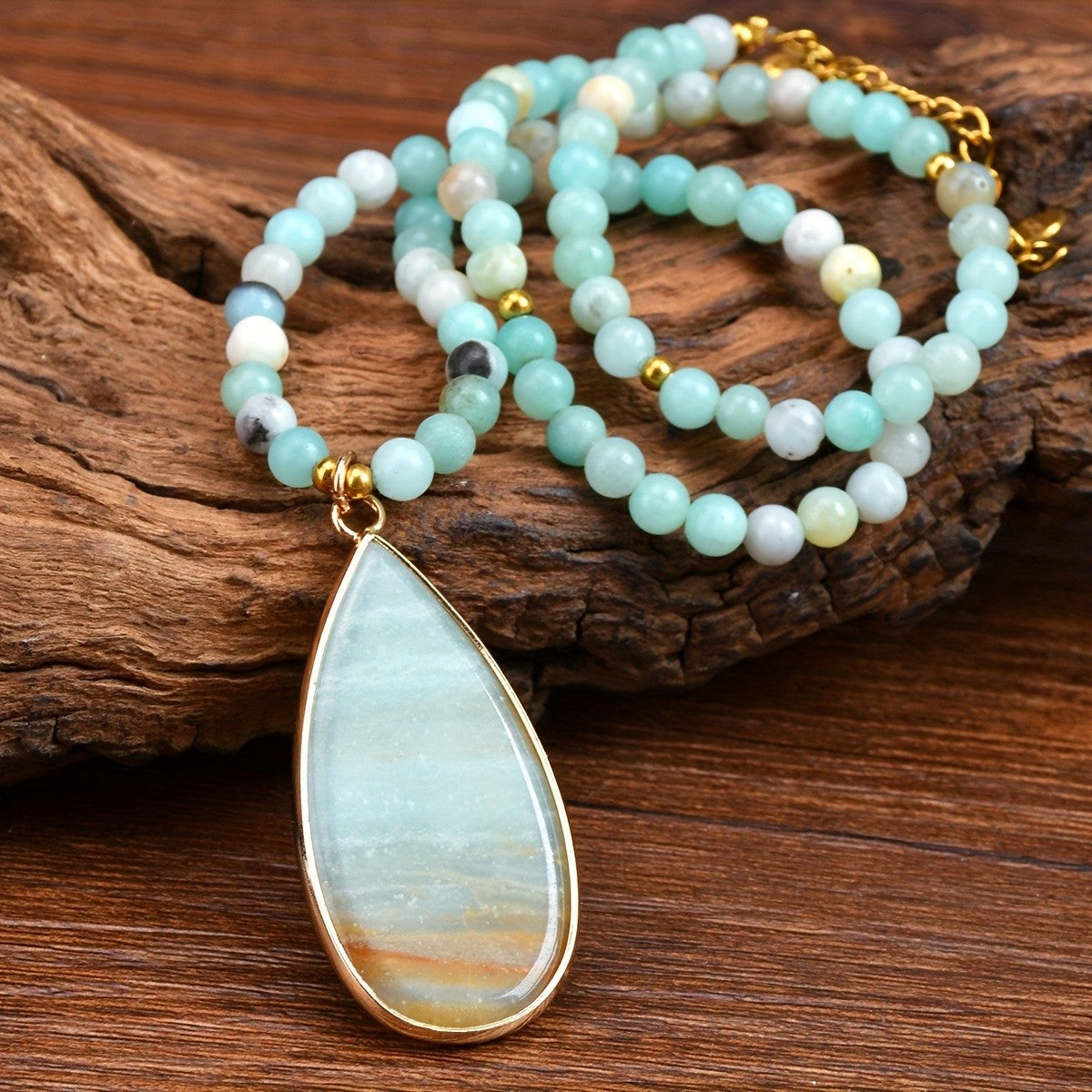 Teardrop Stone Bead Necklace