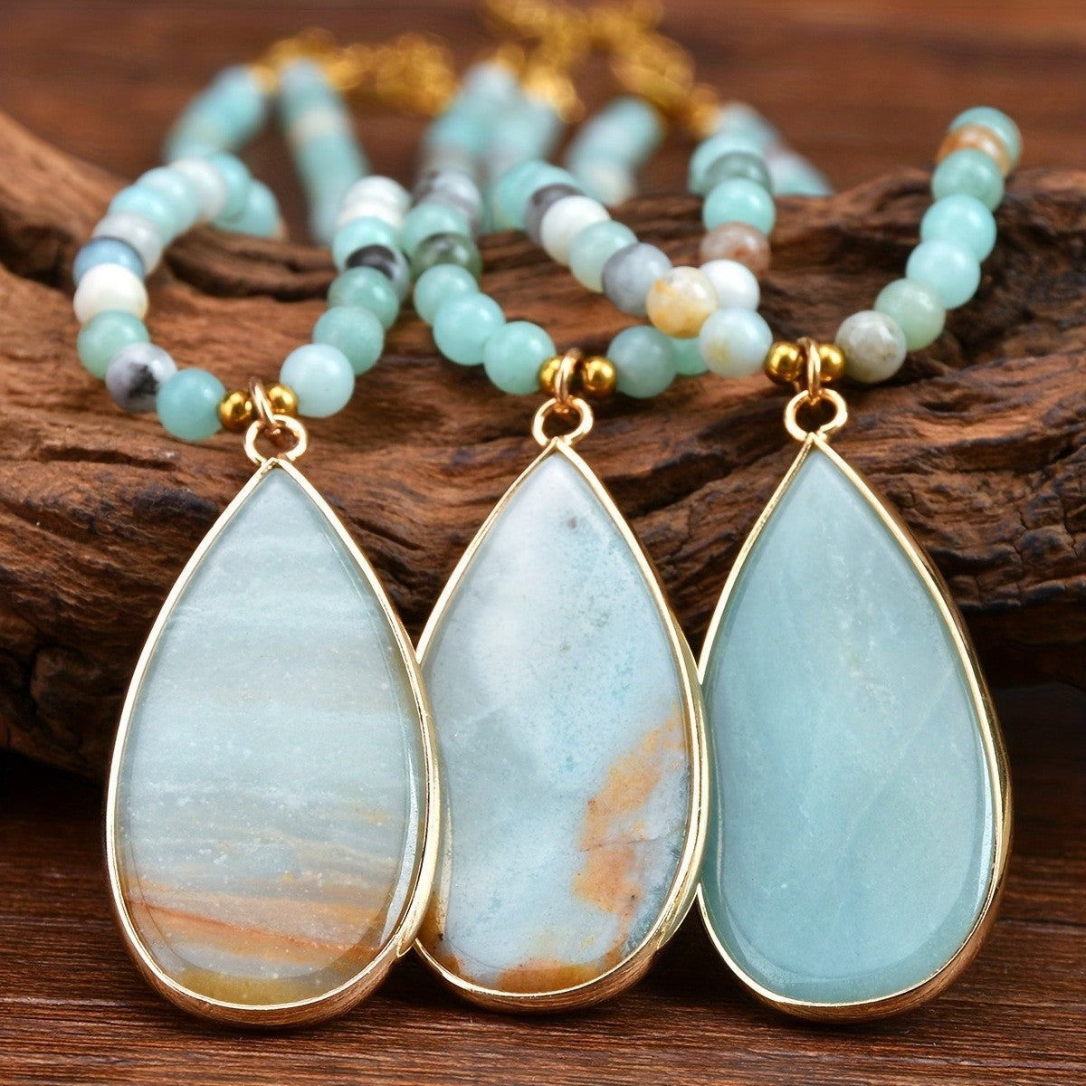 Teardrop Stone Bead Necklace