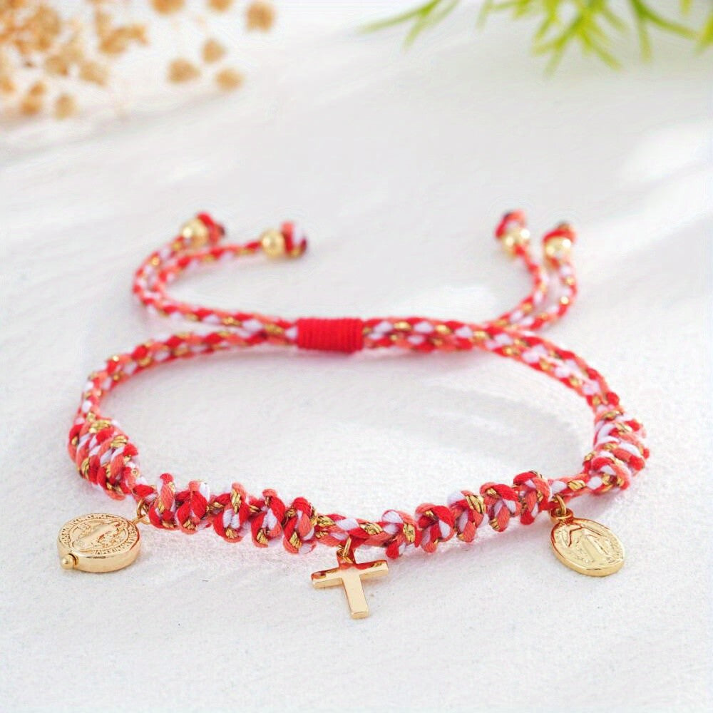 Colorful Woven Cross Bracelet Set
