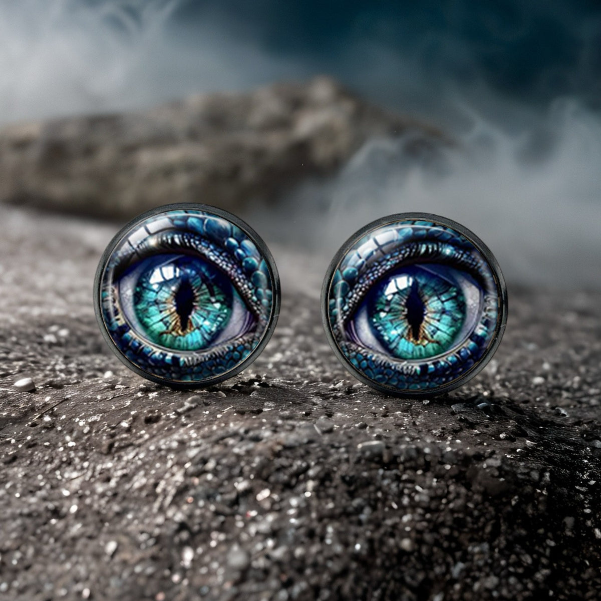 Blue Dragon Eye Stud Earrings
