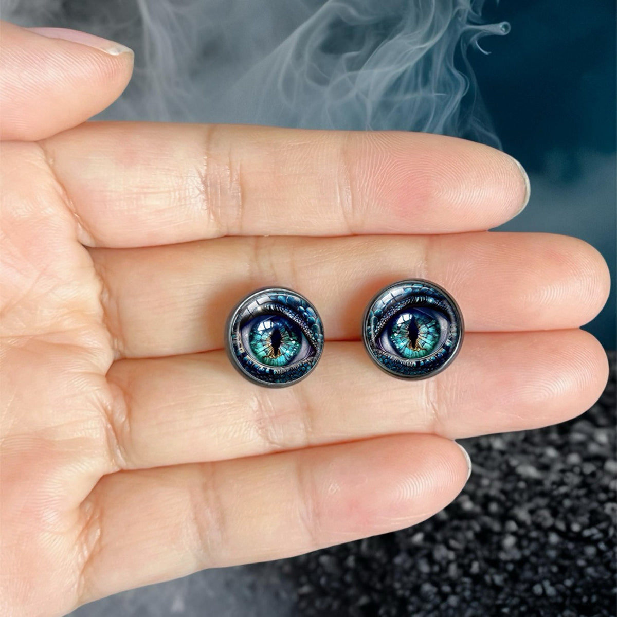 Blue Dragon Eye Stud Earrings
