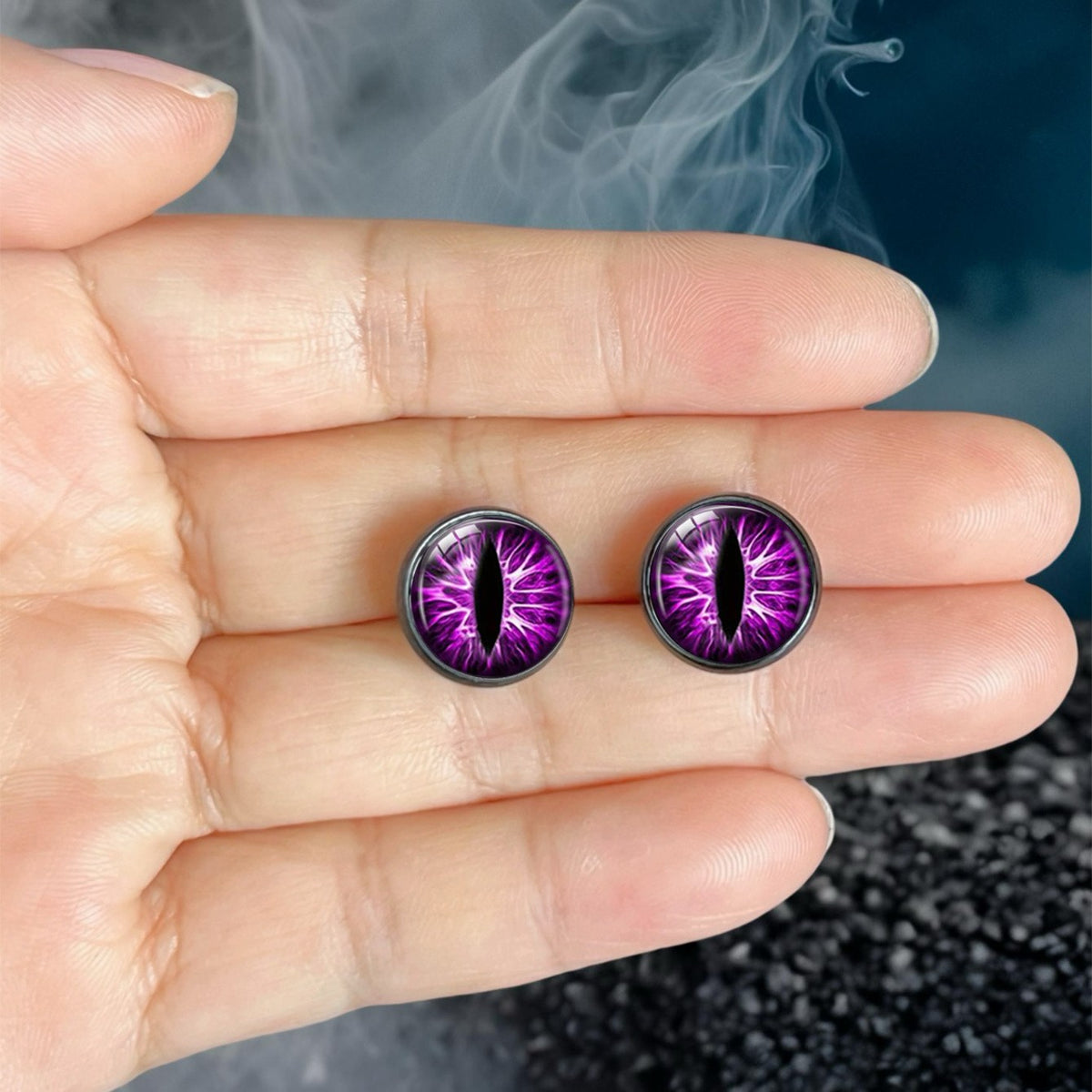 Purple Lightning Eye Stud Earrings