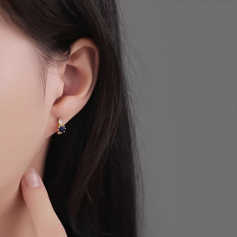 Blue Crystal Hoop Earrings