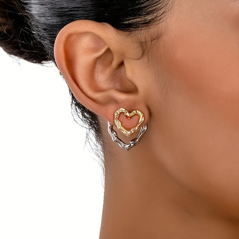 Nested Heart Drop Earrings