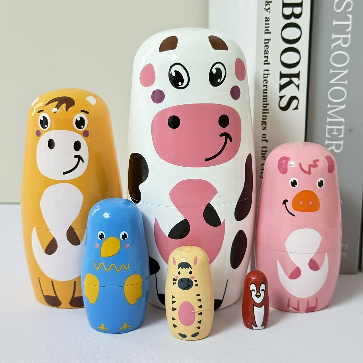 Colorful Farm Animal Nesting Doll Set