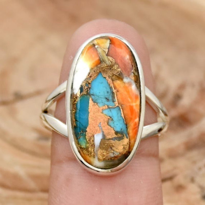 Colorful Mosaic Oval Ring