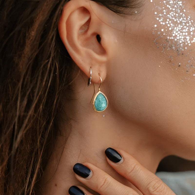 Blue Teardrop Drop Earrings