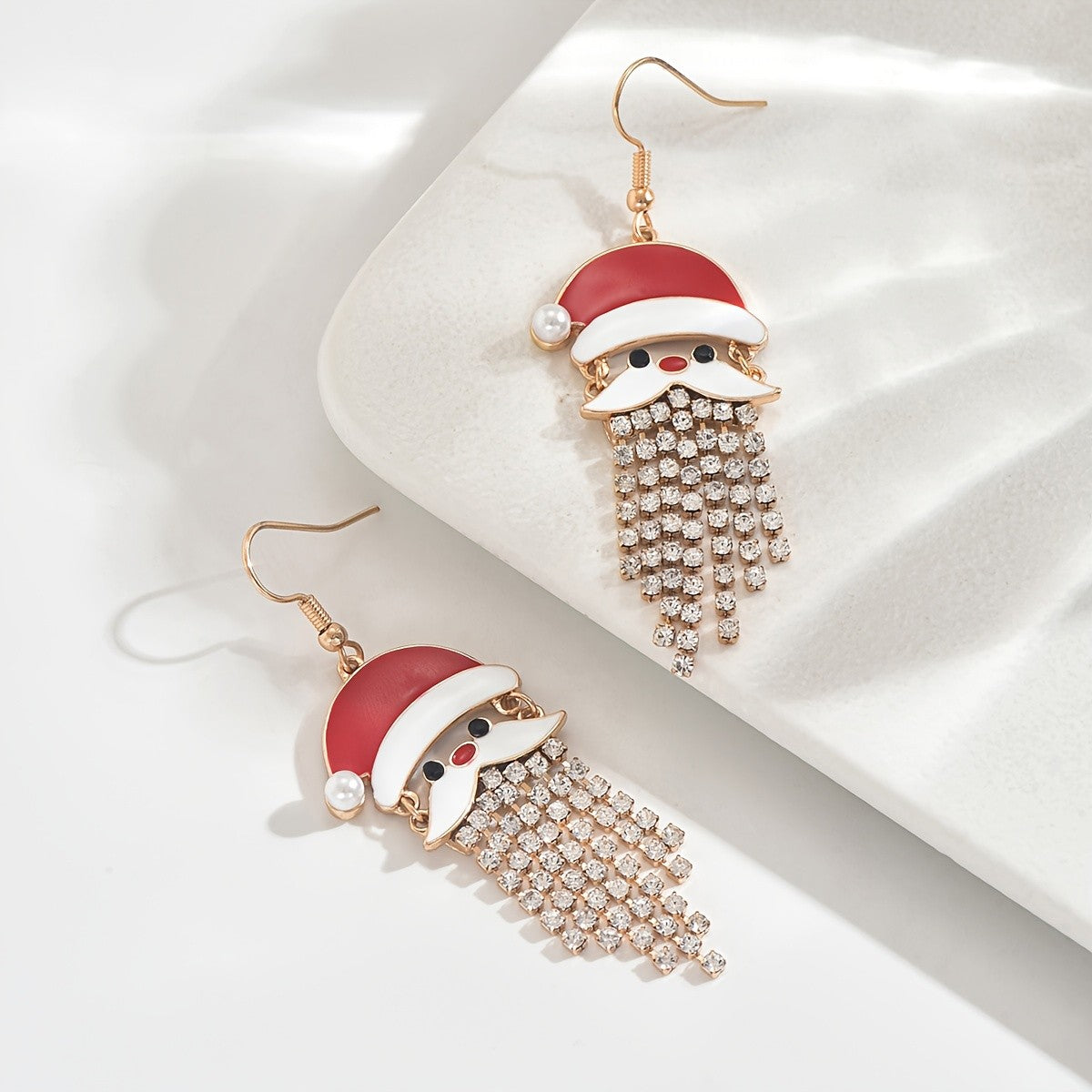 Santa Face Crystal Drop Earrings