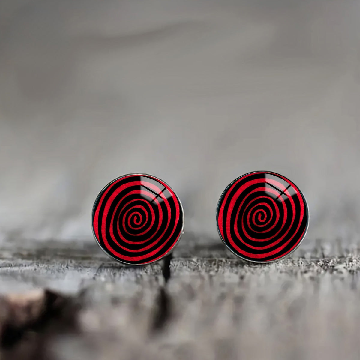 Red Spiral Stud Earrings