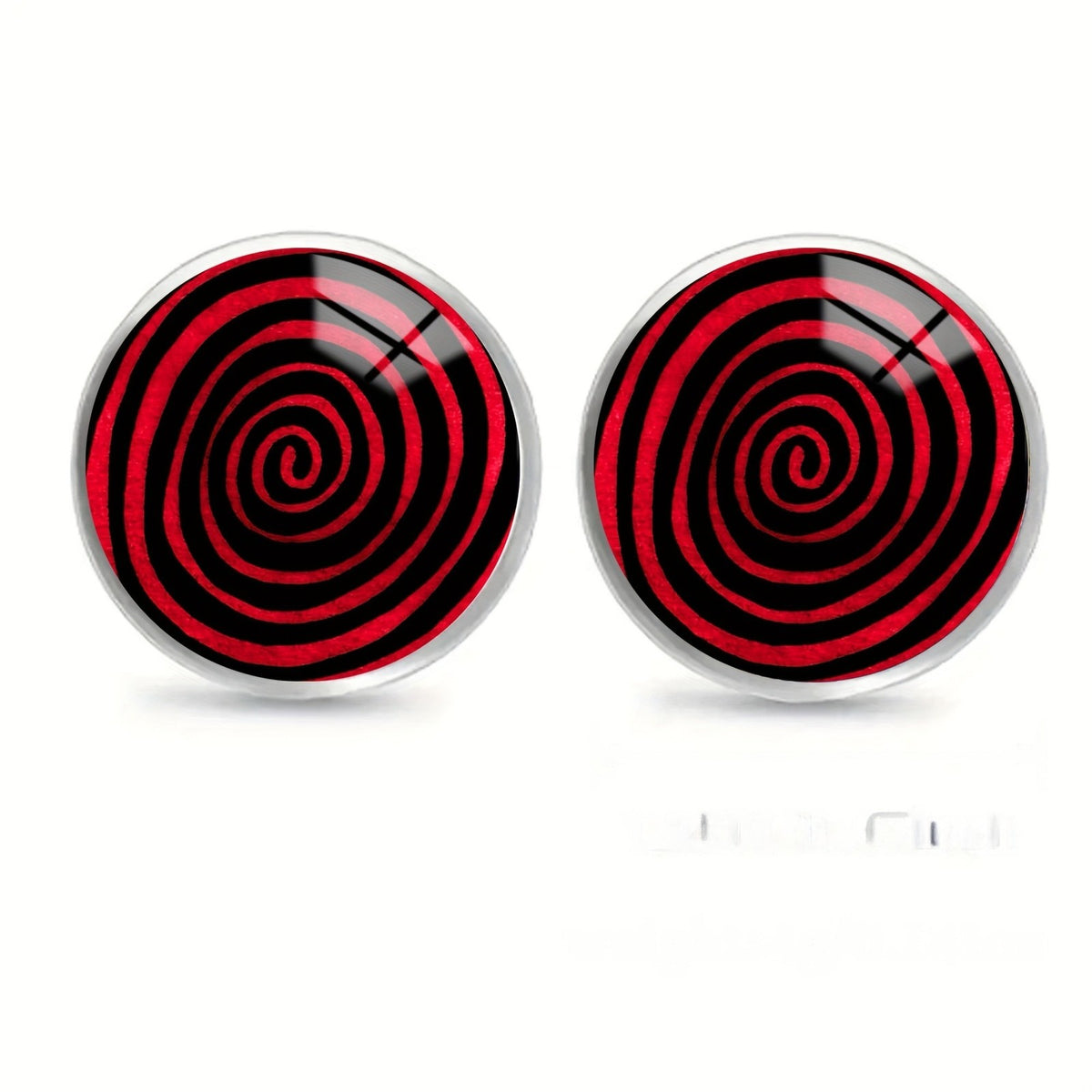 Red Spiral Stud Earrings