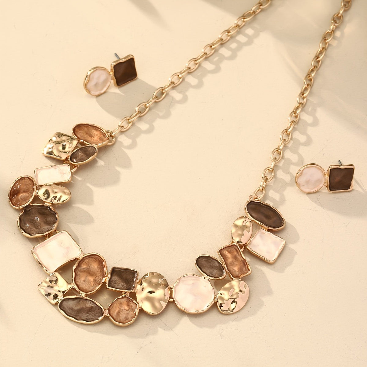 Brown Stone Mosaic Jewelry Set