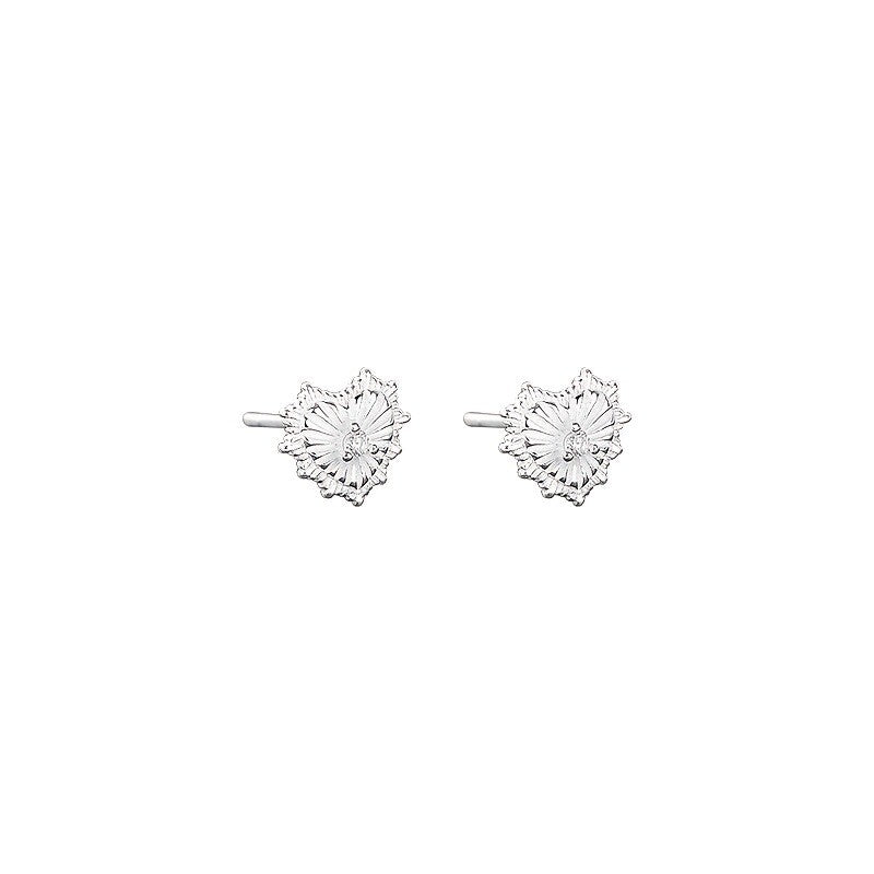 Crystal Flower Heart Stud Earrings