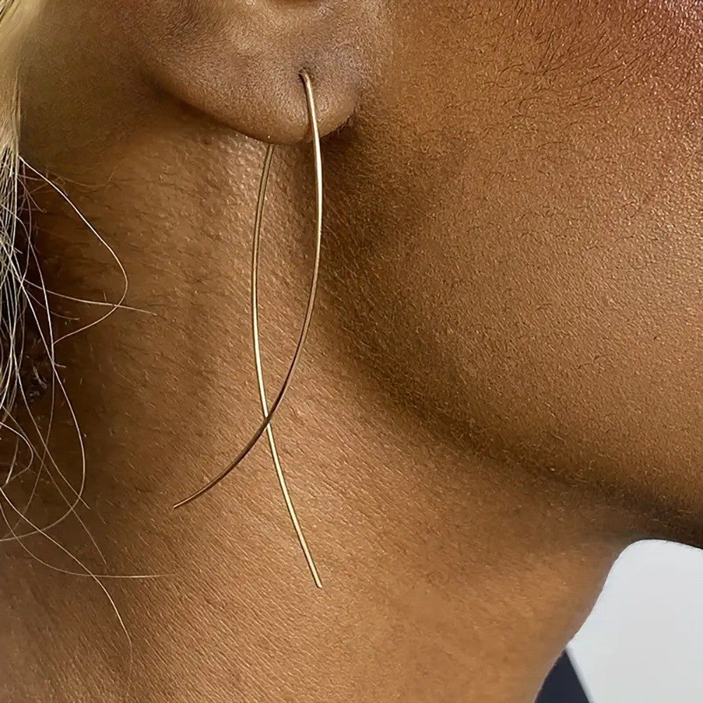 Sleek Crossed Wire Hoop Earrings