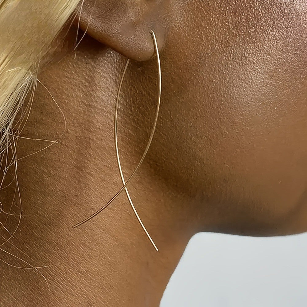Sleek Crossed Wire Hoop Earrings
