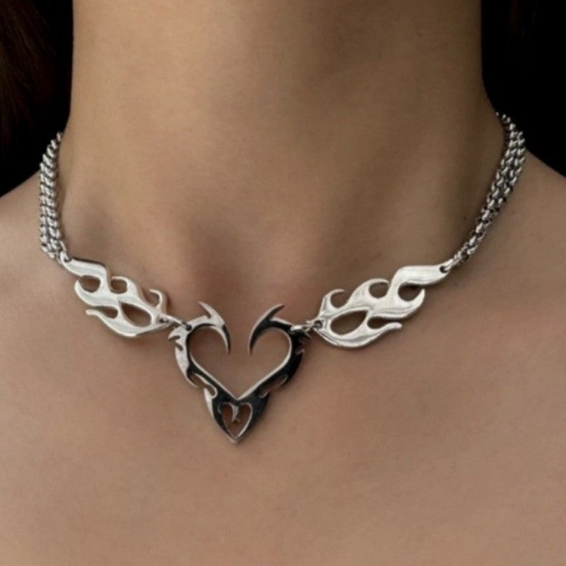 Flame Heart Statement Necklace