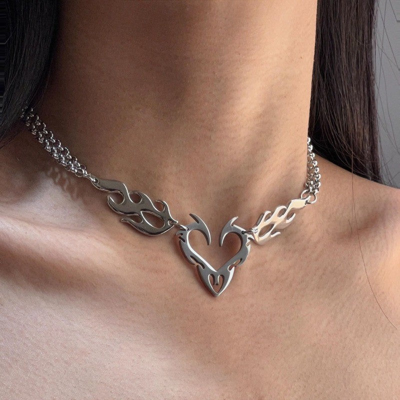 Flame Heart Statement Necklace