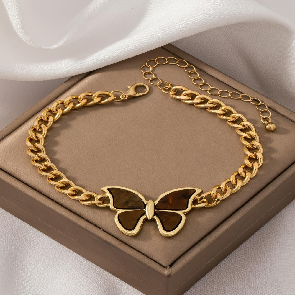 Green Floral Snake Chain Anklet