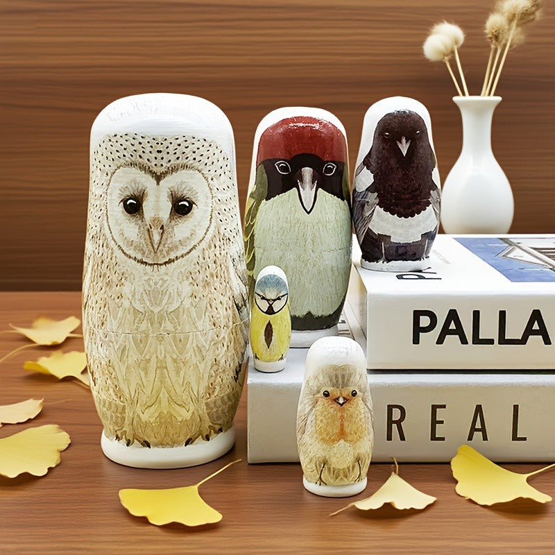 Hand Painted Bird Nesting Doll Set