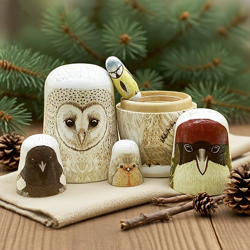Hand Painted Bird Nesting Doll Set
