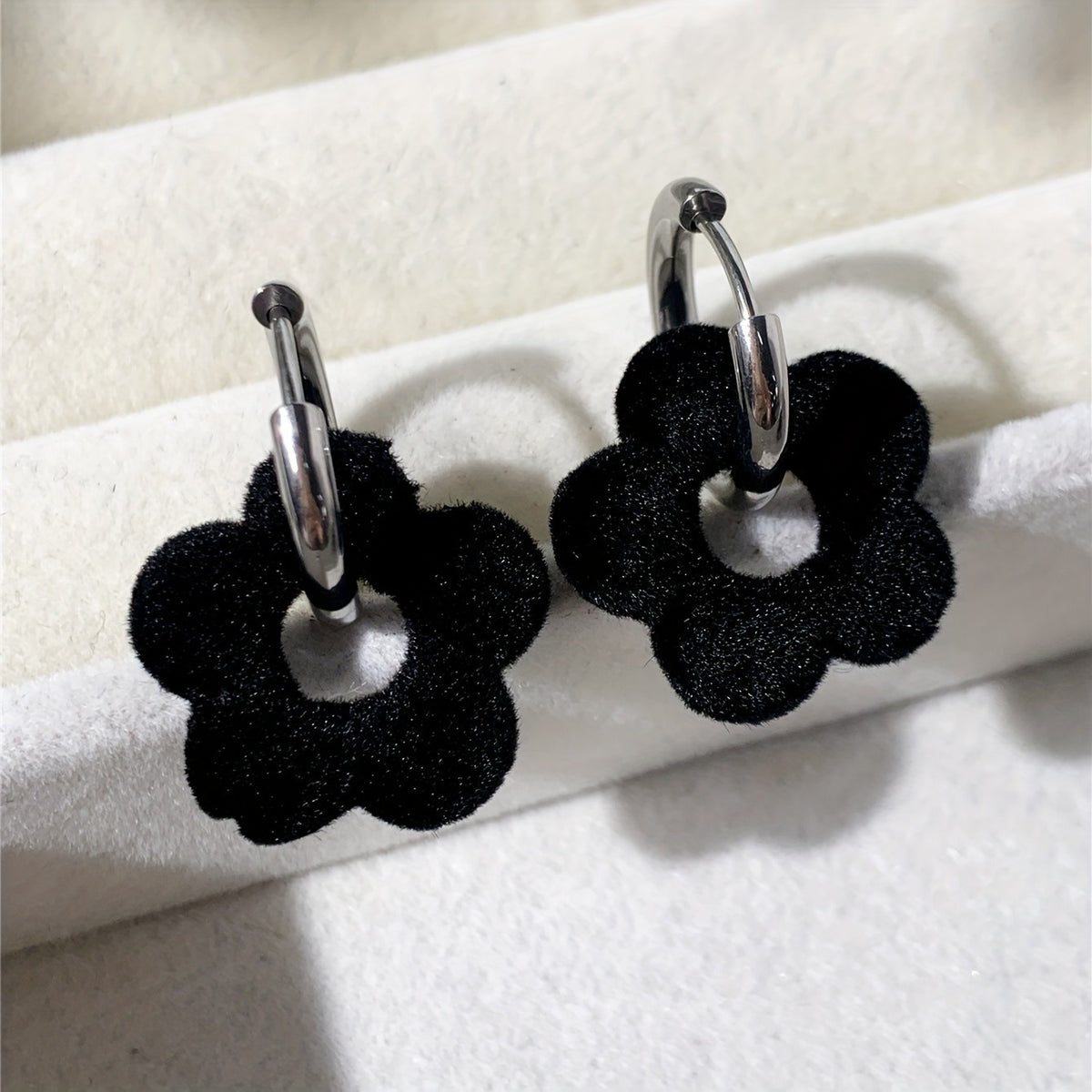 Marbled Flower Hoop Earrings