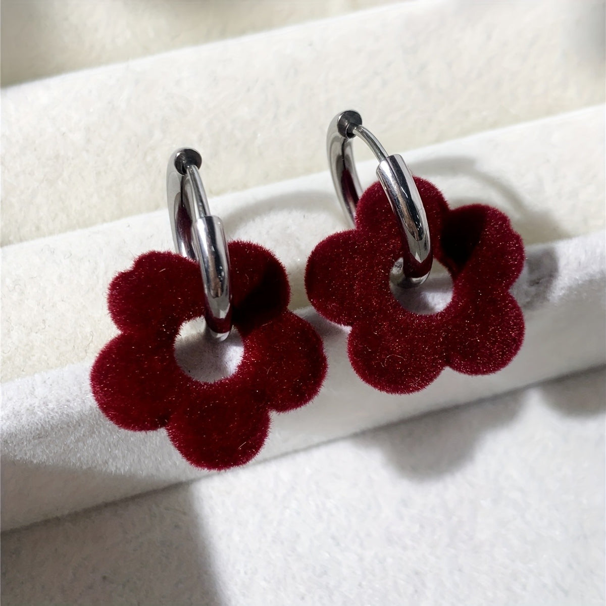 Marbled Flower Hoop Earrings