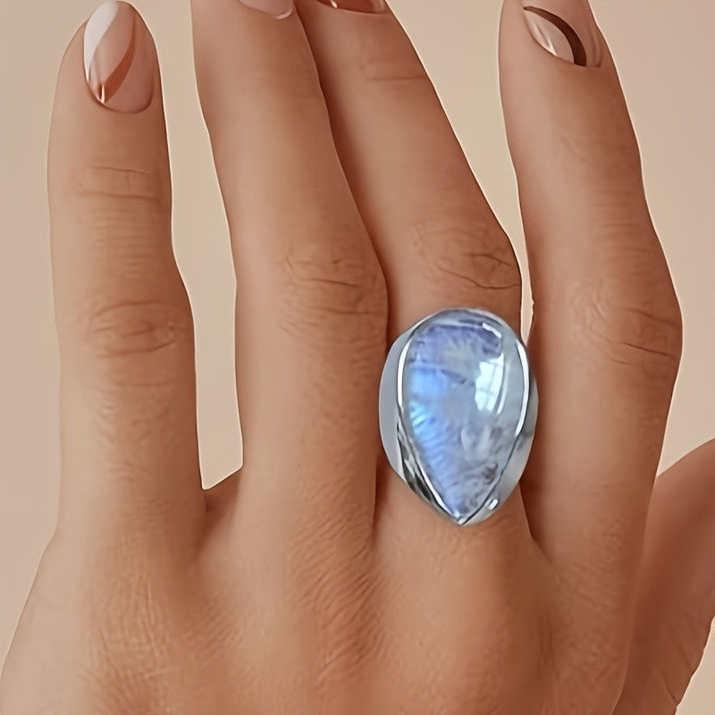Iridescent Teardrop Statement Ring