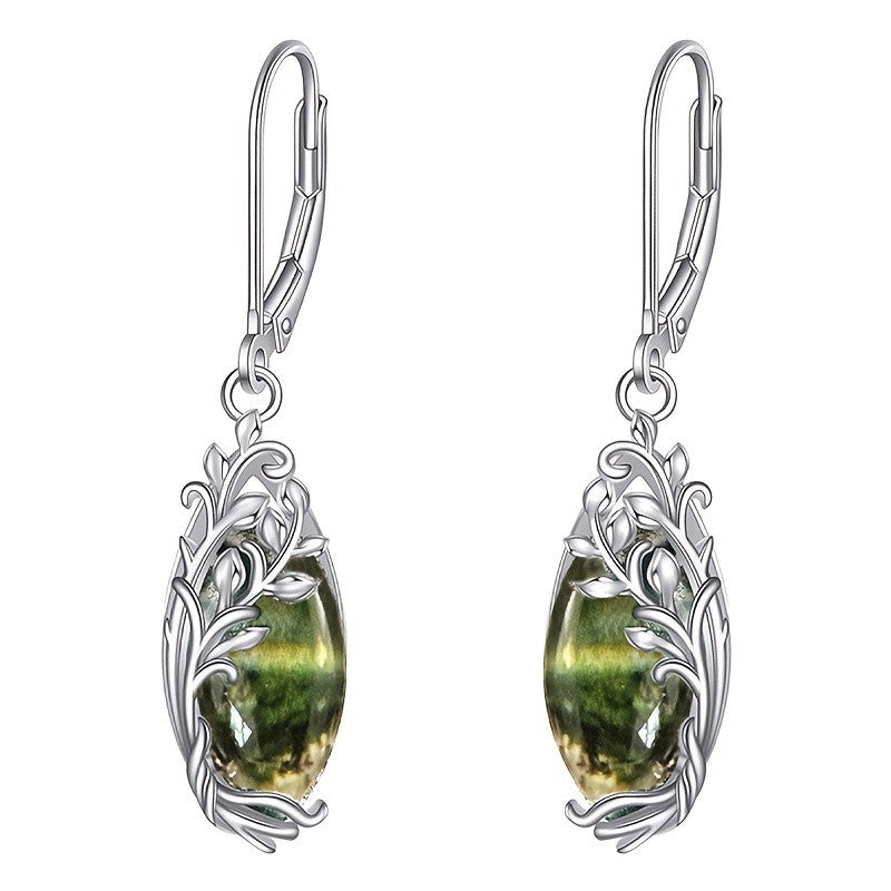 Green Moss Vine Drop Earrings