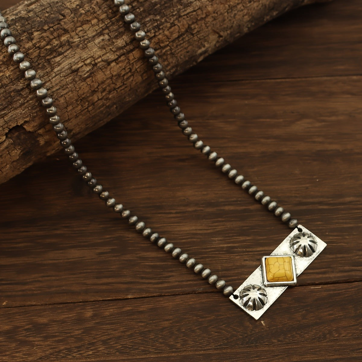 Turquoise Rectangle Bead Necklace