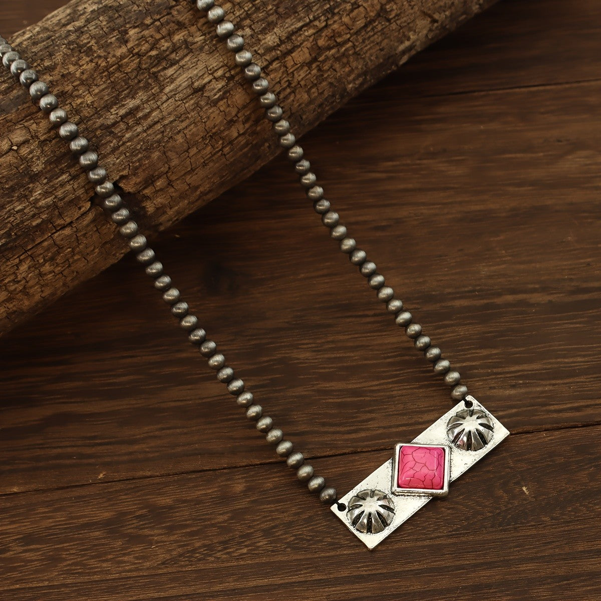 Turquoise Rectangle Bead Necklace