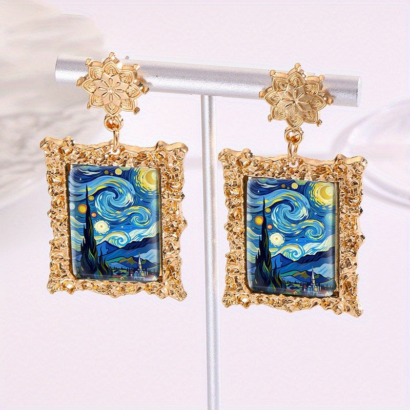 Swirling Sky Rectangle Earrings