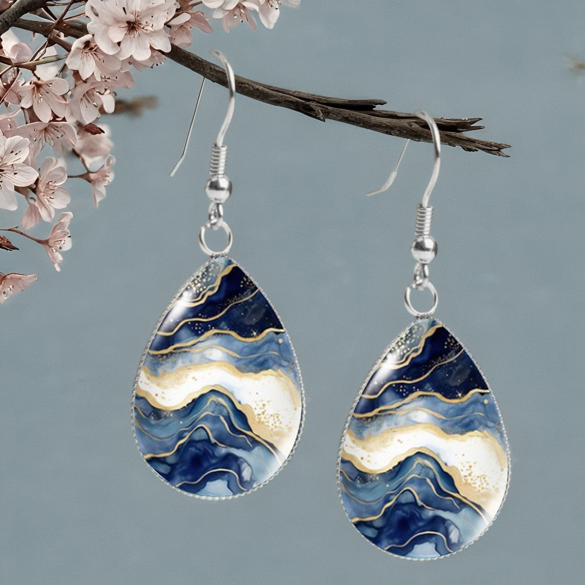 Agate Starry Sky Teardrop Earrings