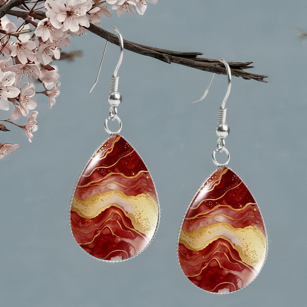 Agate Starry Sky Teardrop Earrings