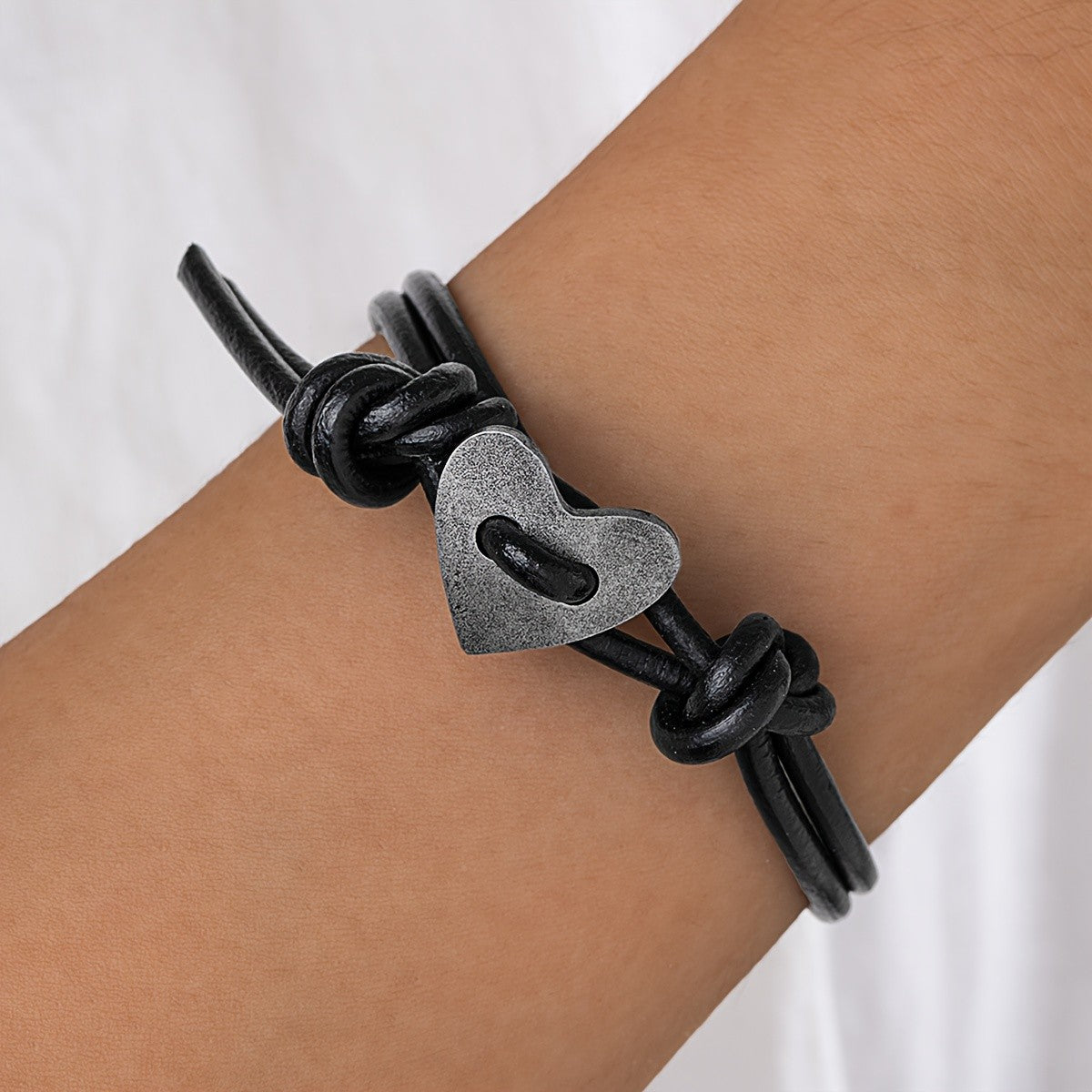 Knotted Cord Heart Bracelet
